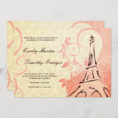 Damask Parisienne - Pink and Cream Wedding Kaart (Voorkant / Achterkant)