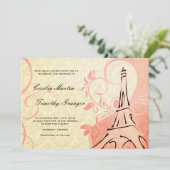 Damask Parisienne - Pink and Cream Wedding Kaart (Staand voorkant)
