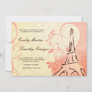 Damask Parisienne - Pink and Cream Wedding Kaart