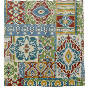 Damask Patchwork: Kleurrijke Turkse Vintage. Douchegordijn