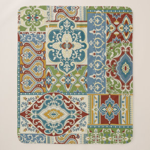 Damask Patchwork: Kleurrijke Turkse Vintage. Sherpa Deken