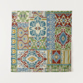 Damask Patchwork: Kleurrijke Turkse Vintage. Wandkleed (Voorkant (horizontaal))