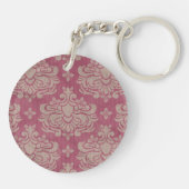 Damask Patroon, Blue Damask, Red Damask, Jouw naam Sleutelhanger (Achterkant)