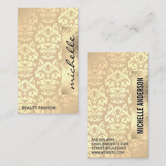 Damask Patroon | Goud Folie Geometrisch Visitekaartje (Voorkant / Achterkant)