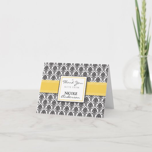 Damask Pattern Aangepast Hartelijk dank Kaart (gee (Voorkant)