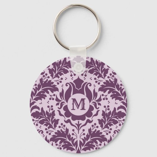 Damask Pattern aangepaste monogram sleutelketens Sleutelhanger (Voorkant)
