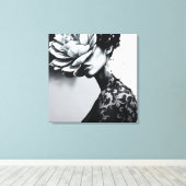 Damask Pattern Abstracte Mode Portret Canvas Afdruk (Insitu (Houten vloer))