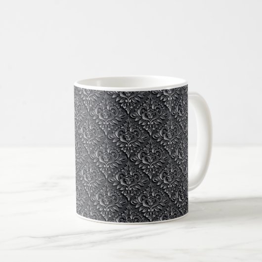 Damask Pattern Black Achtergrond-23961 Koffiemok (Voorkant rechts)