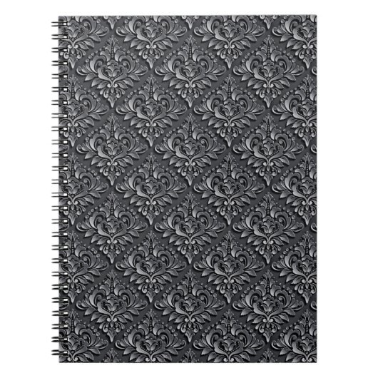 Damask Pattern Black Achtergrond-23961 Notitieboek (Voorkant)