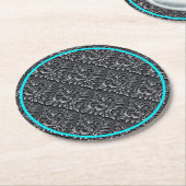 Damask Pattern Black Achtergrond-23961 Ronde Kartonnen Onderzetter (Gebogen)
