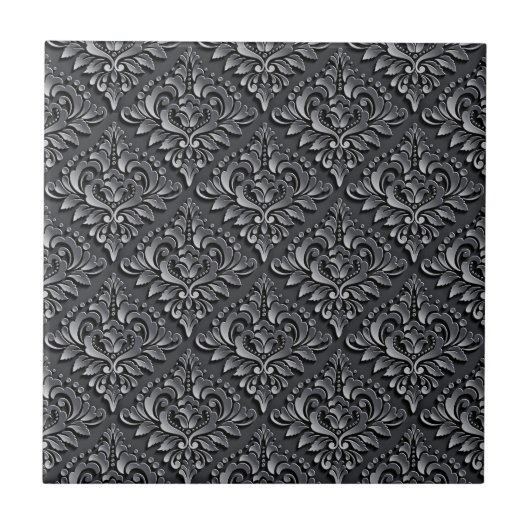 Damask Pattern Black Achtergrond-23961 Tegeltje (Voorkant)