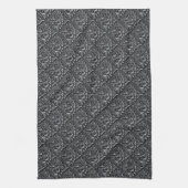 Damask Pattern Black Achtergrond-23961 Theedoek (Verticaal)