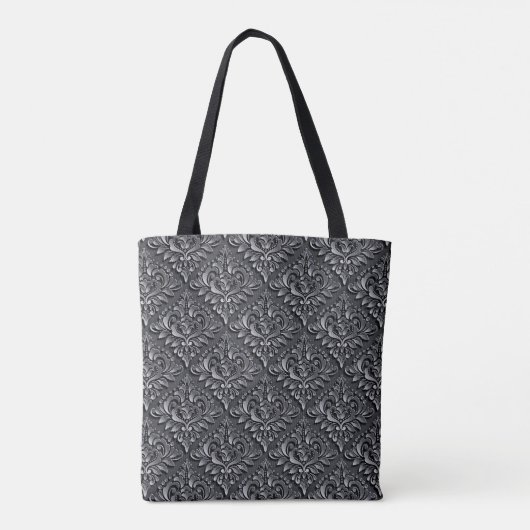 Damask Pattern Black Achtergrond-23961 Tote Bag (Achterkant)