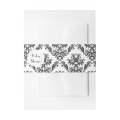 Damask Pattern, Black and White, Baby Shower Uitnodigingen Wikkel (Voorkant Voorbeeld)