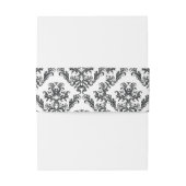 Damask Pattern, Black and White, Baby Shower Uitnodigingen Wikkel (Achterkant Voorbeeld)