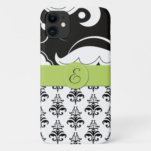 Damask Pattern, Black and White Damask, Monogram Case-Mate iPhone Case (Achterkant)