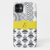 Damask Pattern, Black and White Damask, Monogram Case-Mate iPhone Case (Achterkant)
