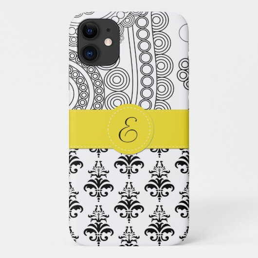 Damask Pattern, Black and White Damask, Monogram Case-Mate iPhone Case (Achterkant)