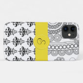 Damask Pattern, Black and White Damask, Monogram Case-Mate iPhone Case (Achterkant (horizontaal))