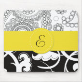 Damask Pattern, Black and White Damask, Monogram Muismat (Voorkant)