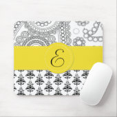 Damask Pattern, Black and White Damask, Monogram Muismat (Met muis)