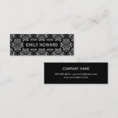 Damask Pattern Black Mini Visitekaartje (Voorkant / Achterkant)