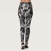 Damask Pattern | Black & Natural Beige Leggings (Achterkant)