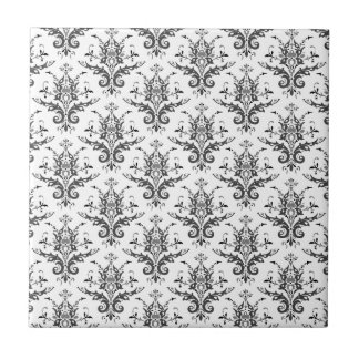 Damask Pattern Black & White, Grey Tegeltje