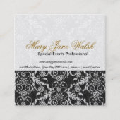 Damask Pattern Black White Lace Event Planner Vierkante Visitekaartje (Voorkant)