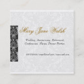 Damask Pattern Black White Lace Event Planner Vierkante Visitekaartje (Achterkant)