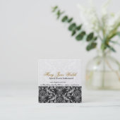 Damask Pattern Black White Lace Event Planner Vierkante Visitekaartje (Staand voorkant)