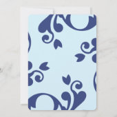 Damask Pattern, Blue Damask, Bat Mitzvah Kaart (Achterkant)