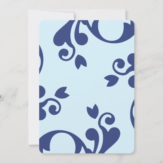 Damask Pattern, Blue Damask, Bat Mitzvah Kaart (Achterkant)