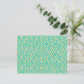 Damask Pattern, Blue Damask, French Damask Briefkaart (Staand voorkant)