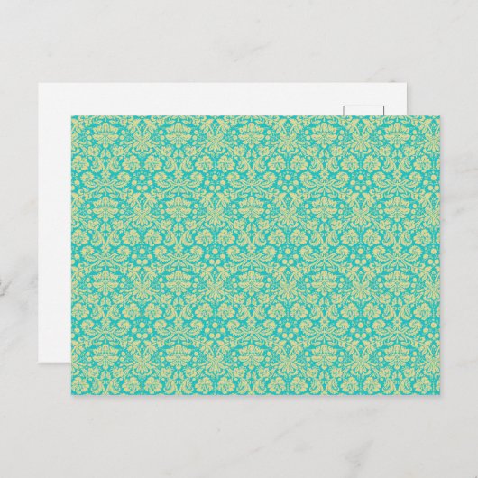 Damask Pattern, Blue Damask, French Damask Briefkaart (Voorkant / Achterkant)