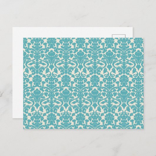 Damask Pattern, Blue Damask, French Damask Briefkaart (Voorkant / Achterkant)