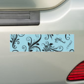 Damask Pattern, Blue Damask, French Damask Bumpersticker (Op auto)