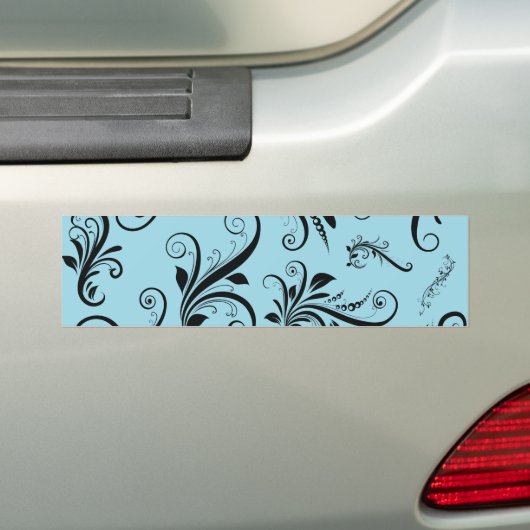 Damask Pattern, Blue Damask, French Damask Bumpersticker (Op auto)