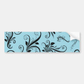 Damask Pattern, Blue Damask, French Damask Bumpersticker (Voorkant)