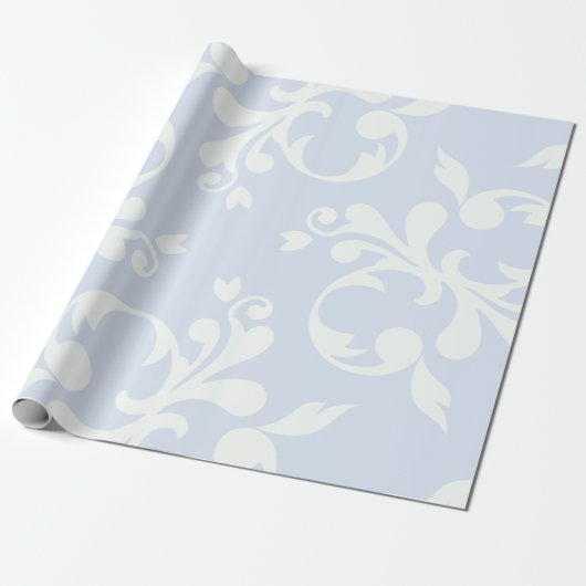 Damask Pattern, Blue Damask, French Damask Cadeaupapier (Uitgerold)