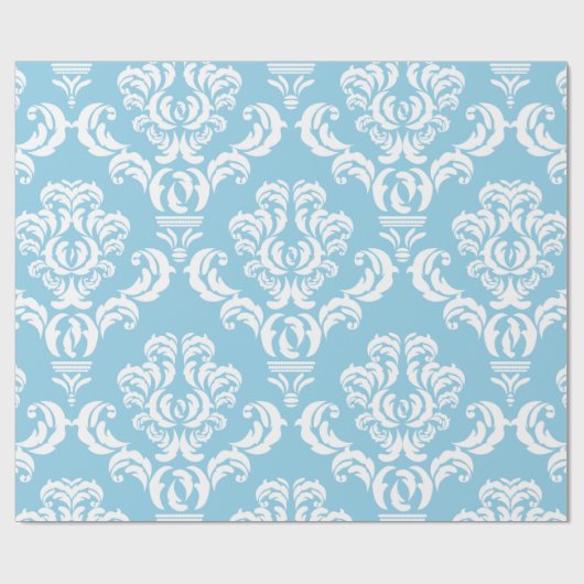 Damask Pattern, Blue Damask, French Damask Cadeaupapier (Vlak)