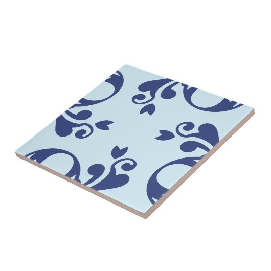 Damask Pattern, Blue Damask, French Damask Tegeltje (Zijkant)