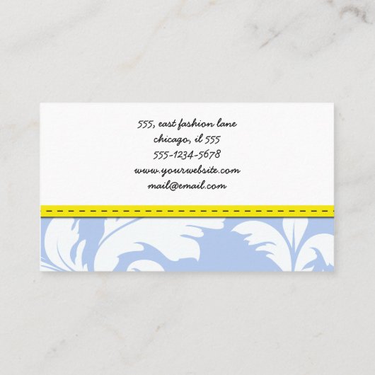 Damask Pattern, Blue Damask, French Damask Visitekaartje (Achterkant)