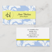 Damask Pattern, Blue Damask, French Damask Visitekaartje (Voorkant / Achterkant)