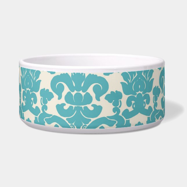 Damask Pattern, Blue Damask, French Damask Voerbakje (Voorkant)