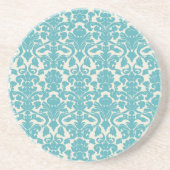 Damask Pattern, Blue Damask, French Damask Zandsteen Onderzetter (Voorkant)