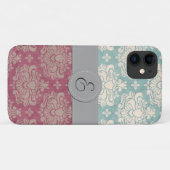 Damask Pattern, Blue Damask, Red Damask, Monogram Case-Mate iPhone Case (Achterkant (horizontaal))