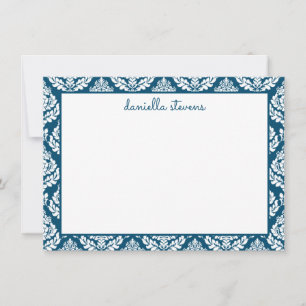 Damask Pattern Blue, speciaal gepersonaliseerd vla Notitiekaartje