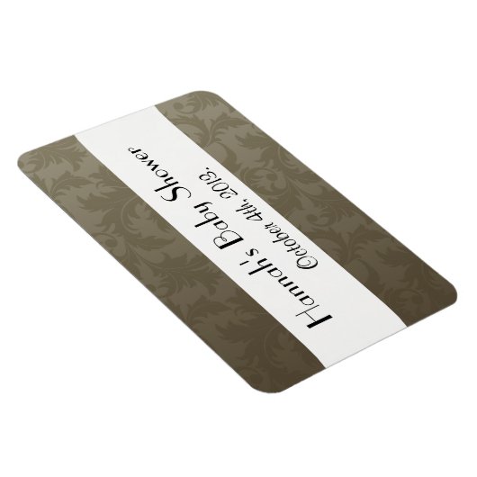 Damask Pattern, Brown Damask, Baby shower Magneet (Rechterzijde)