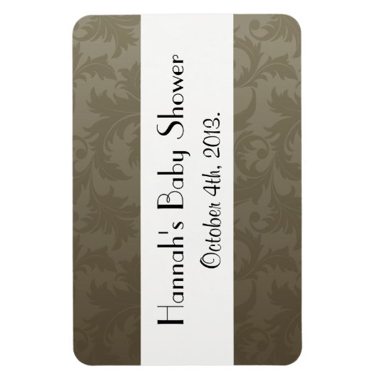 Damask Pattern, Brown Damask, Baby shower Magneet (Verticaal)